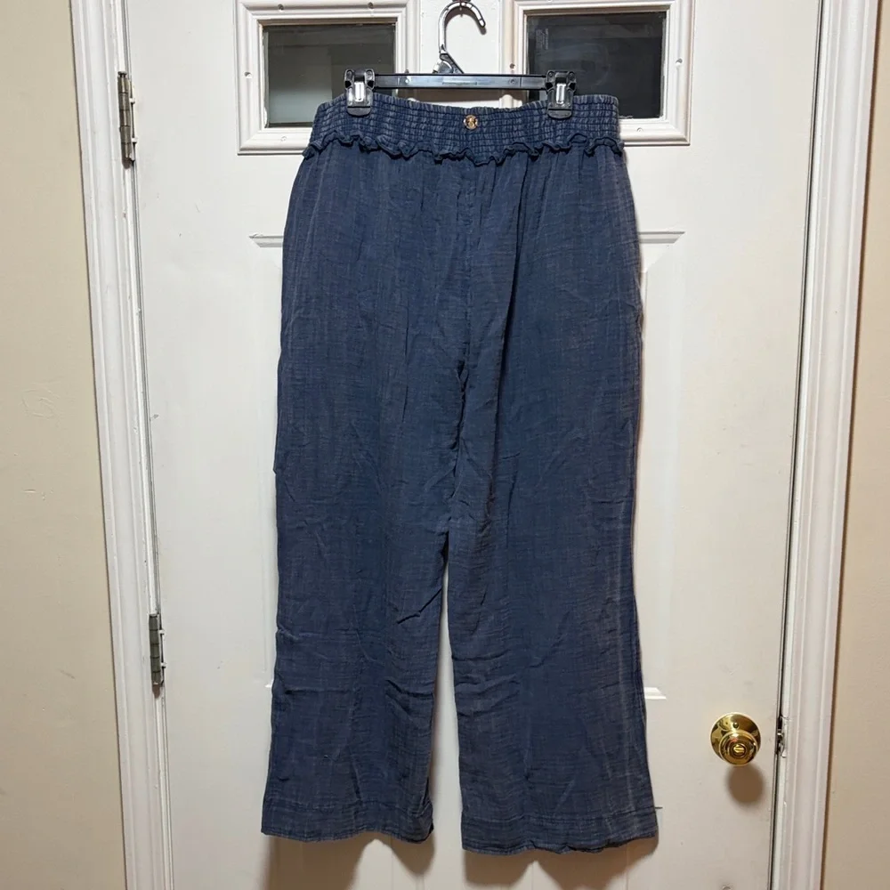 Simply Southern Textured Blue Fabric Pants - Picture 3 of 5